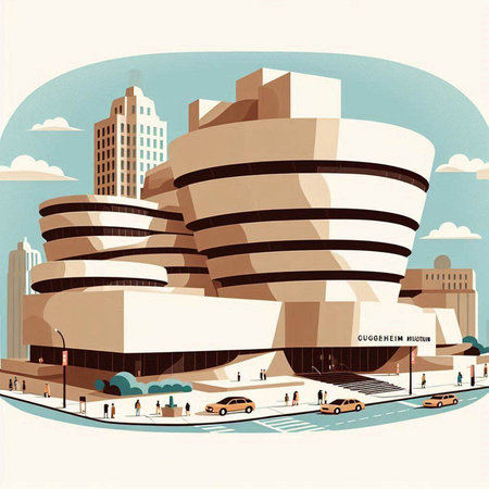 Modern architecture in the style of the 20th century. Vector illustration.のイラスト素材