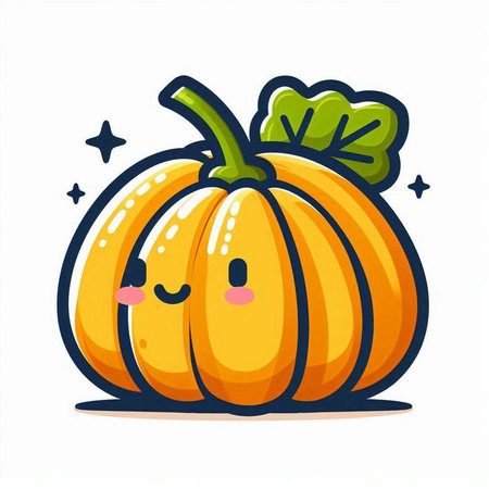 Cute kawaii pumpkin character. Vector illustration isolated on white background.のイラスト素材