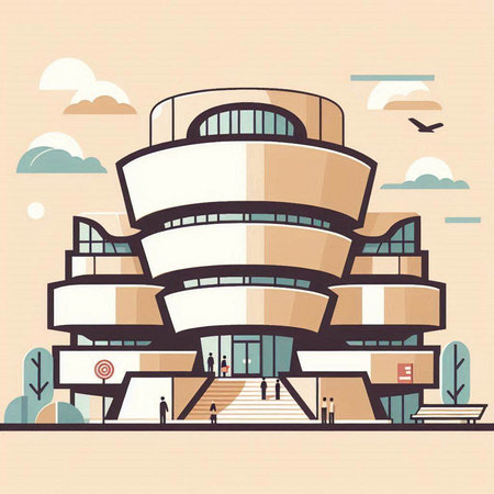 Modern building in flat design style. Vector illustration of a modern building.のイラスト素材