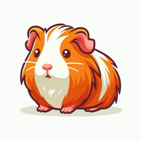 Cute guinea pig on a white background. Vector illustration.のイラスト素材