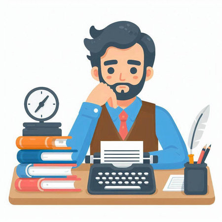 Businessman sitting at his desk with a lot of work, vector illustrationのイラスト素材
