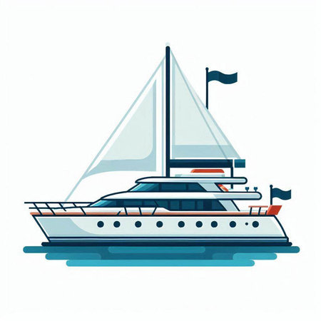 Yacht. Vector illustration of a yacht on a white background.のイラスト素材