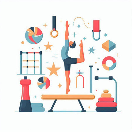 Fitness and healthy lifestyle concept. Vector illustration in flat style.のイラスト素材