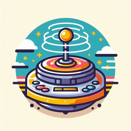 Retro video game joystick. Vector illustration in flat cartoon style.のイラスト素材