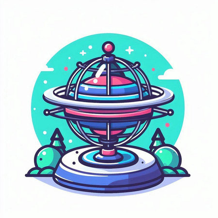 Vector illustration of school globe on white background. Flat style design.のイラスト素材
