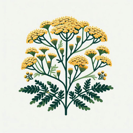 Tansy. Medicinal plant. Hand drawn vector illustration.のイラスト素材
