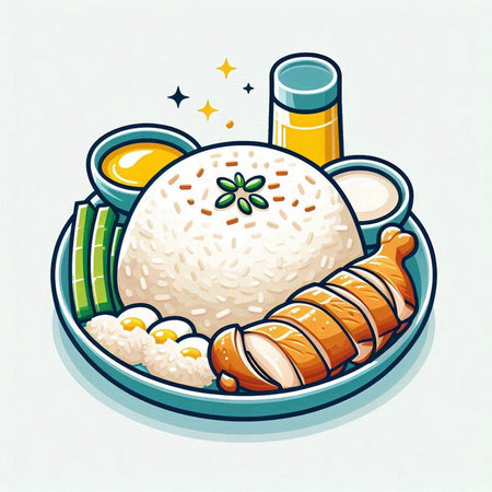 Illustration of japanese food on plate. Vector illustration.のイラスト素材