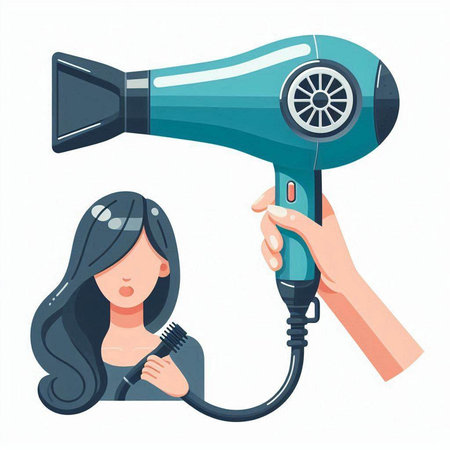 Hairdryer in hand of hairdresser, vector illustrationのイラスト素材