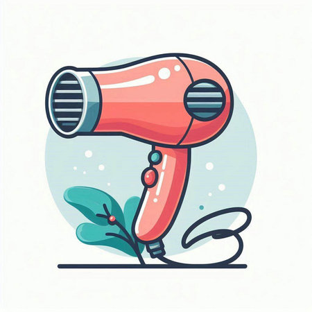 Hair dryer icon. Vector illustration in flat cartoon style.のイラスト素材