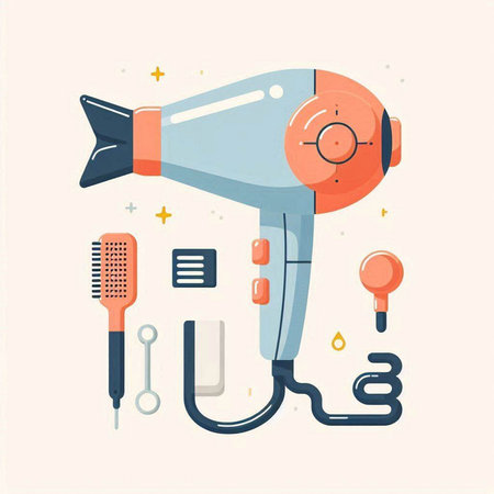 Hairdryer. Hairdresser tools. Vector illustration.のイラスト素材