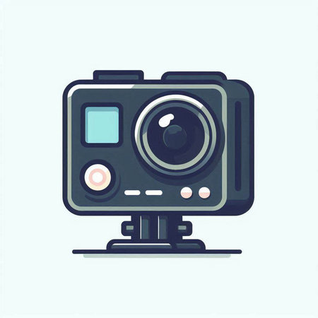 Retro camera on white background. Vector illustration in flat style.のイラスト素材