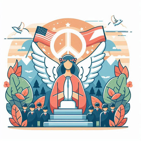 Vector illustration of United States of America Memorial Day. Flat style design.のイラスト素材