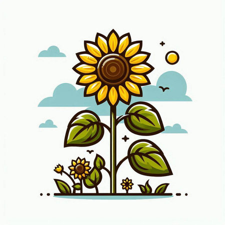 Sunflower design over white background, vector illustration eps10.のイラスト素材