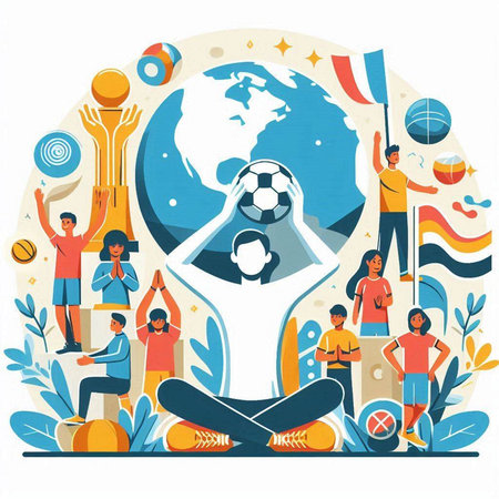 Vector illustration with people practicing yoga. International yoga day. Healthy lifestyle.のイラスト素材