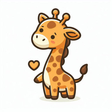 Cute giraffe cartoon character on white background. Vector illustration.のイラスト素材