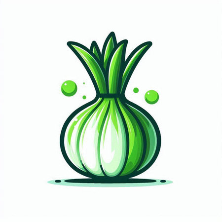 Vector illustration of fresh green onion on white background. Vegetable icon.のイラスト素材