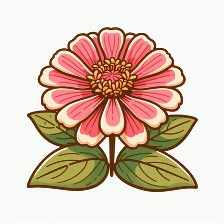 Zinnia flower isolated on white background. Hand drawn vector illustration.のイラスト素材