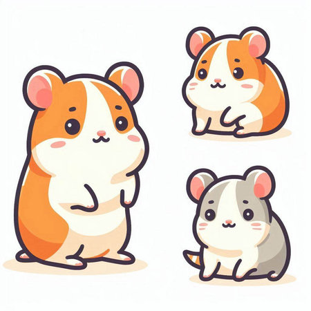 Cute hamster vector illustration. Cute hamster character in different poses.のイラスト素材