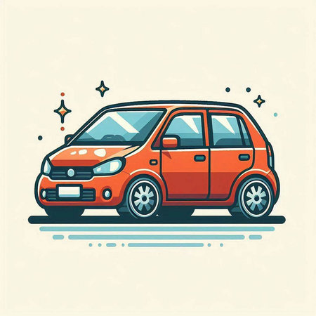 Modern car, vector illustration in flat style. Automobile icon.のイラスト素材