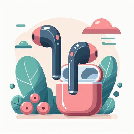 Modern vector illustration of headphones. Flat design style. Concept for web site and mobile apps.のイラスト素材