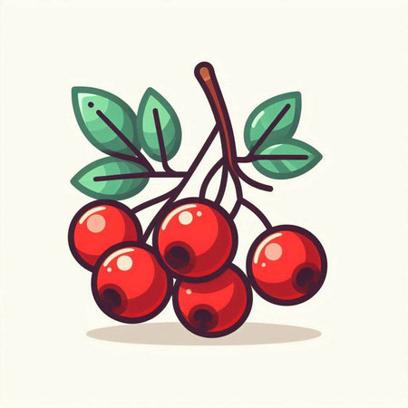 Vector illustration of a rowan berry on a white background.のイラスト素材
