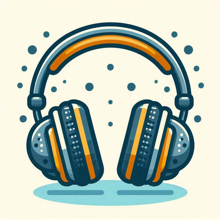 Vector illustration of headphones on white background. Flat style. Music concept.のイラスト素材