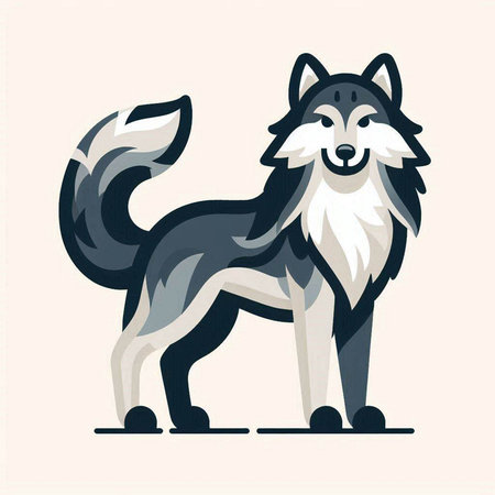 Siberian husky dog. Vector illustration in flat style.のイラスト素材