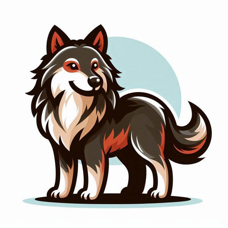 Vector illustration of a dog standing on its hind legs, side view.のイラスト素材
