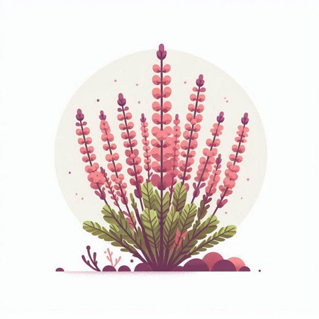 Vector illustration of blooming lupine flowers in a circle.のイラスト素材