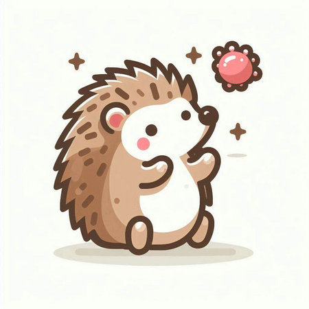 Cute hedgehog cartoon. Vector illustration isolated on white background.のイラスト素材