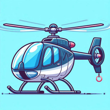 Cartoon helicopter on a blue background. Vector illustration for your designのイラスト素材