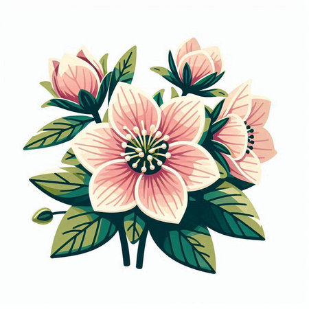 Flower bouquet with pink flowers on white background. Vector illustration.のイラスト素材