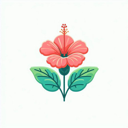 Hibiscus flower icon isolated on white background. Vector illustration.のイラスト素材