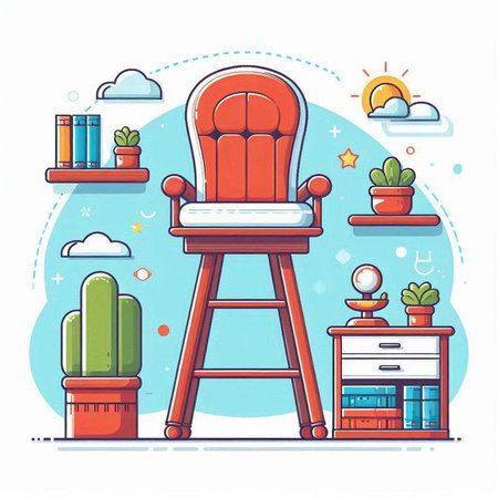 Furniture and interior design concept. Vector illustration in flat styleのイラスト素材
