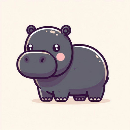 Cute hippopotamus cartoon vector illustration. Cute cartoon hippoのイラスト素材