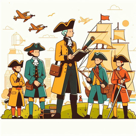 Cartoon image of a pirate family on vacation. Vector illustration.のイラスト素材