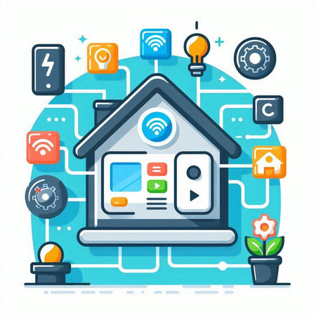 Smart home and internet of things concept. Flat design vector illustration.のイラスト素材