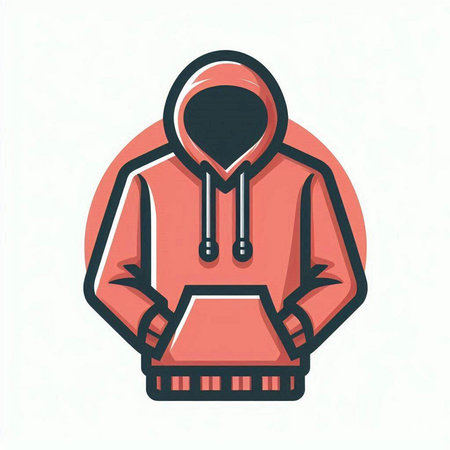 Stylized vector illustration of a red hoodie on a white backgroundのイラスト素材