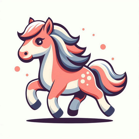 Cute cartoon horse on a white background. Vector illustration in cartoon style.のイラスト素材