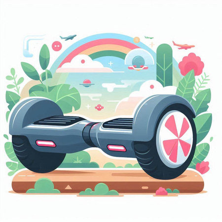 Modern self-balancing self-balancing electric scooter, vector illustrationのイラスト素材