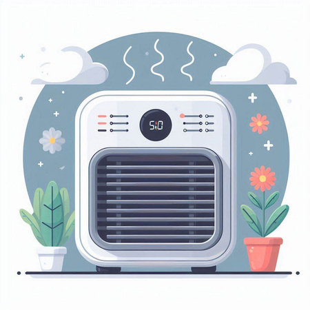 Air conditioner in flat style. Vector illustration on white background.のイラスト素材