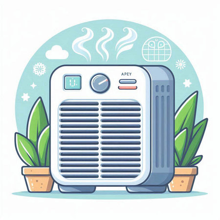 Modern air conditioner. Flat style vector illustration on white background.のイラスト素材