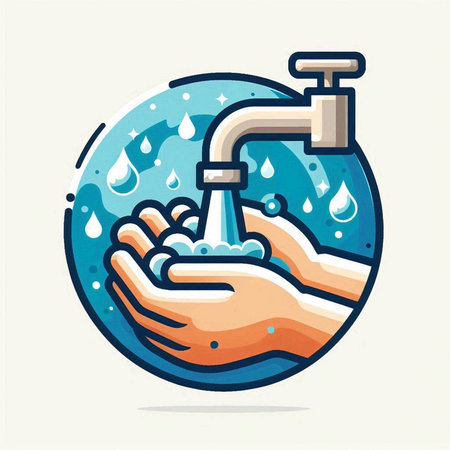 Hand washing icon. Vector illustration in flat style. Cleaning concept.のイラスト素材