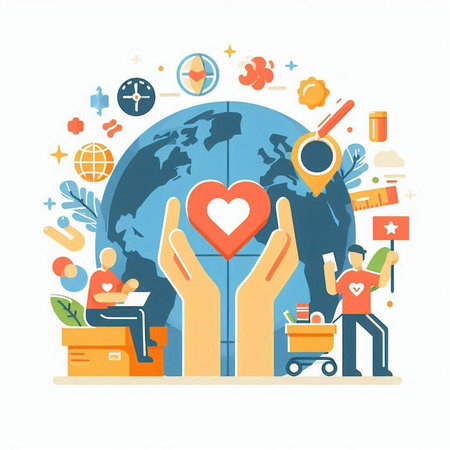 Flat design vector illustration concept of online shopping, e-commerce, digital marketing, social media, sales promotion, digital marketing.のイラスト素材