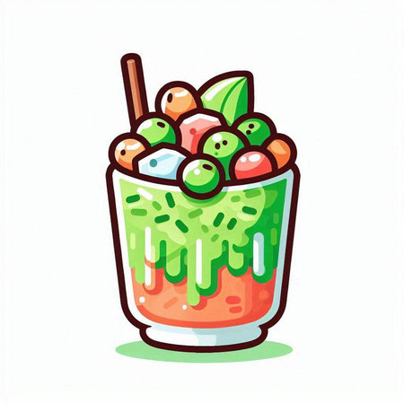 Cocktail with berries and mint in glass. Vector illustration.のイラスト素材