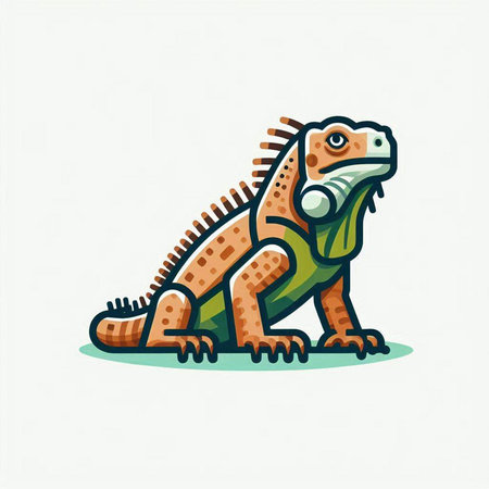 Iguana. Vector illustration in cartoon style. Isolated on white background.のイラスト素材
