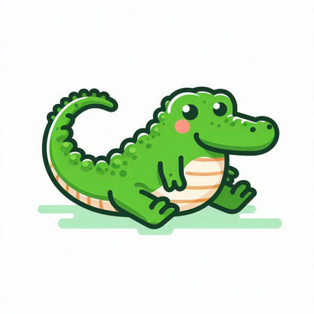 Crocodile cartoon character on white background. Vector illustration.のイラスト素材