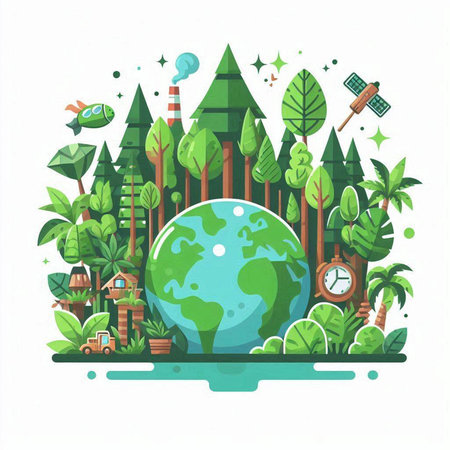 Ecology concept. Save the planet and save the environment. Vector illustrationのイラスト素材