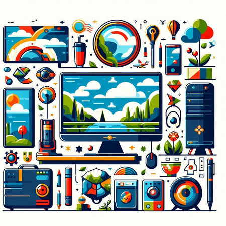 Flat design modern vector illustration concept of cloud computing technology, cloud computing and social media.のイラスト素材