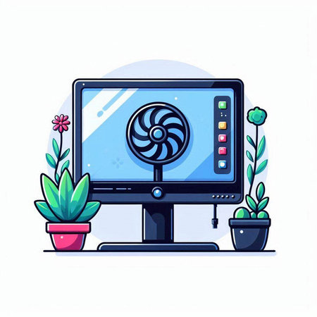 Computer monitor with video camera on screen. Flat style vector illustration.のイラスト素材